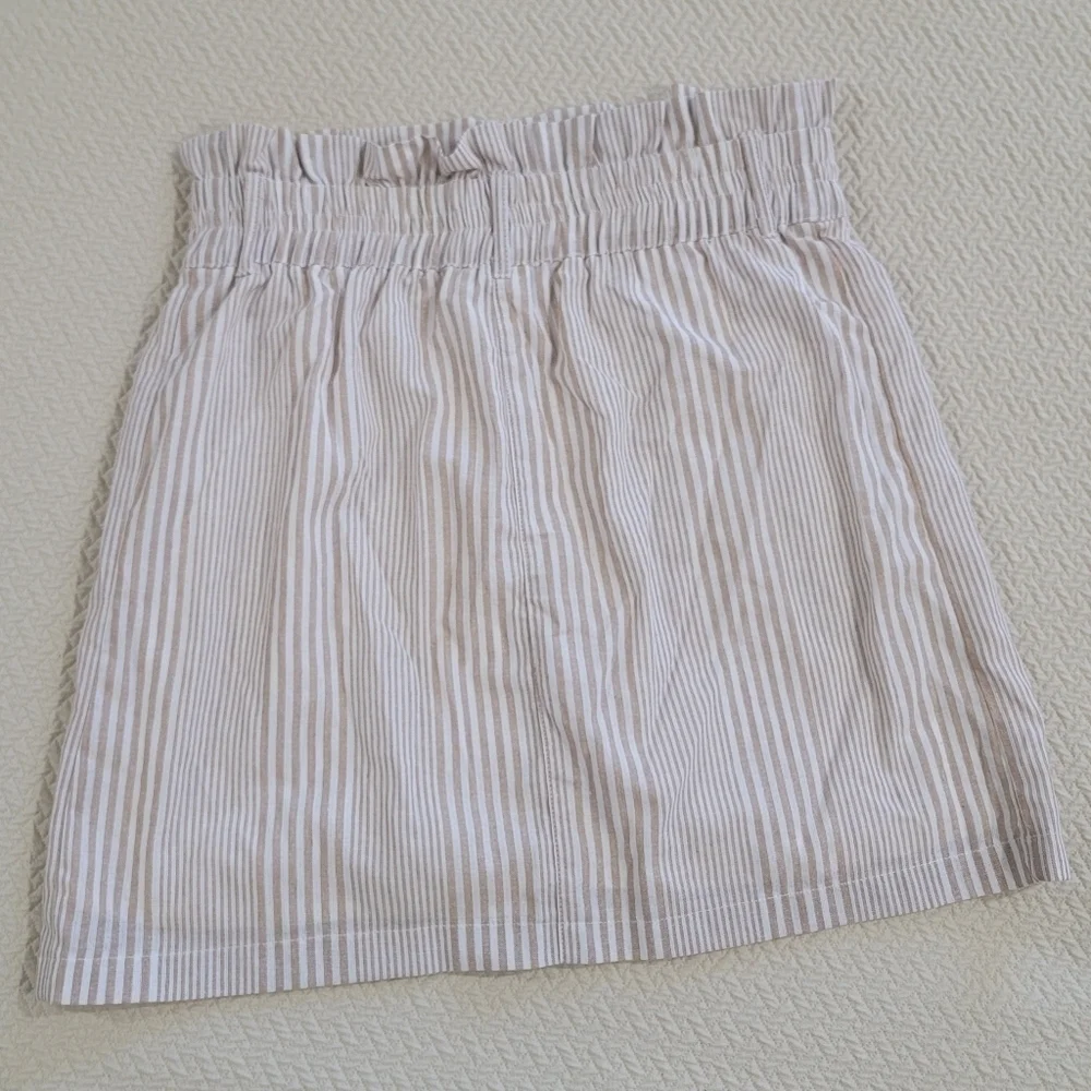 Favlux Stripes Cotton blend Paper bag Waist Skirt Size Large Button Front